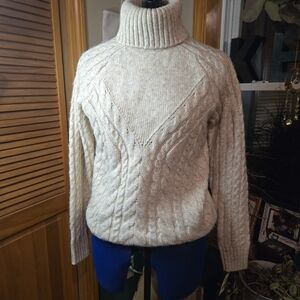 Style & Co. Cable Knit Cream Turtleneck Sweater